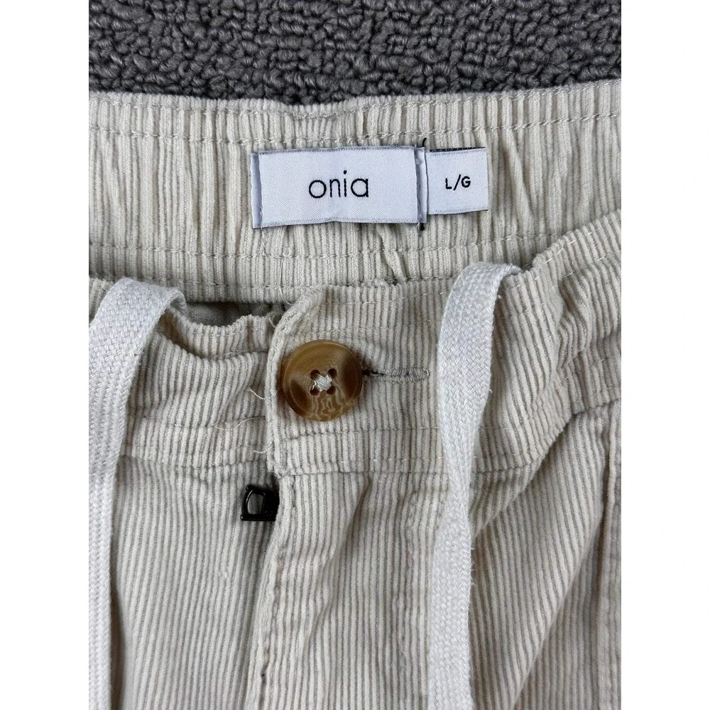 Onia‎ Corduroy Jogger Pants Men L Cream Cotton Elastic Cuffs Drawstring Waist